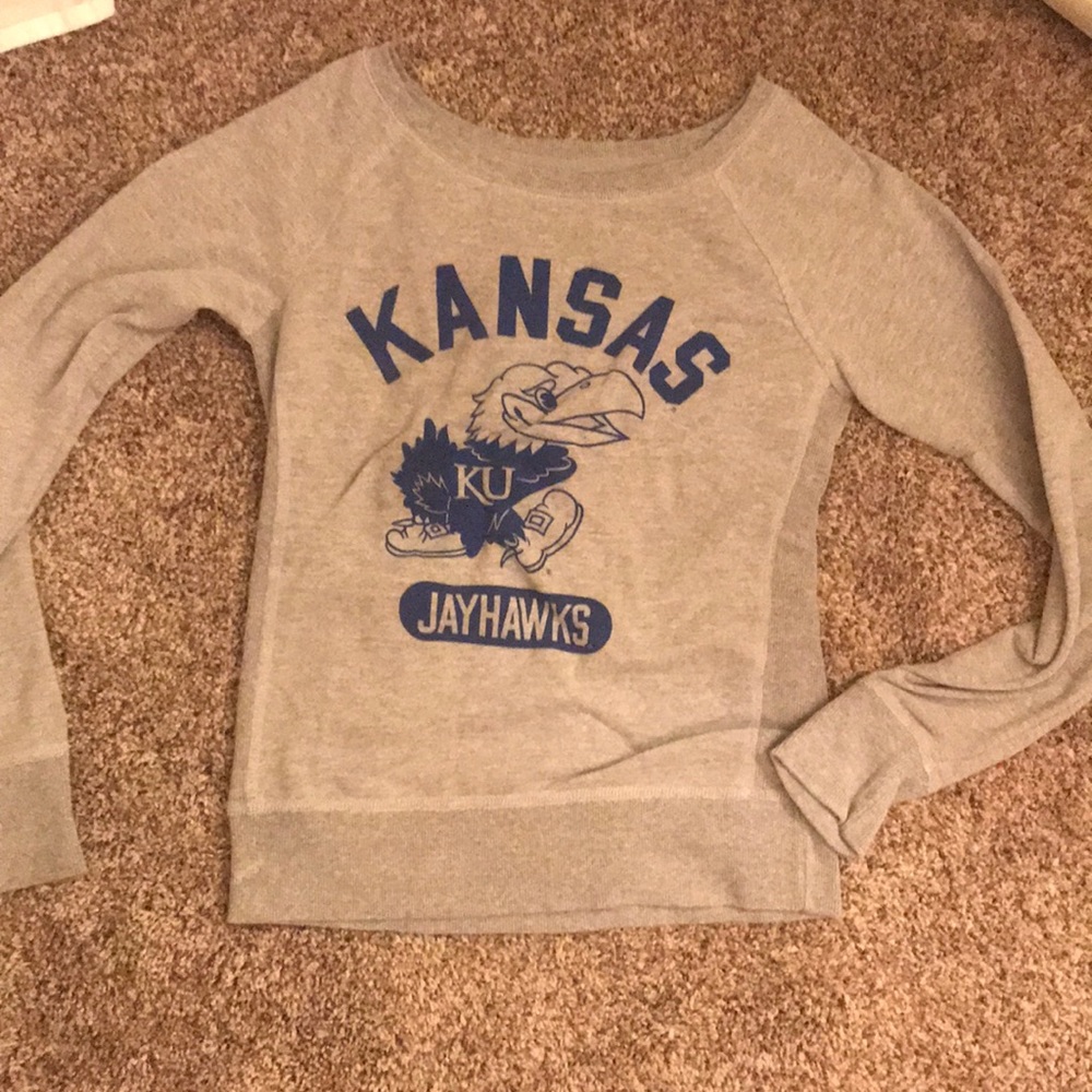 gray sweater, kansas jayhawks, small